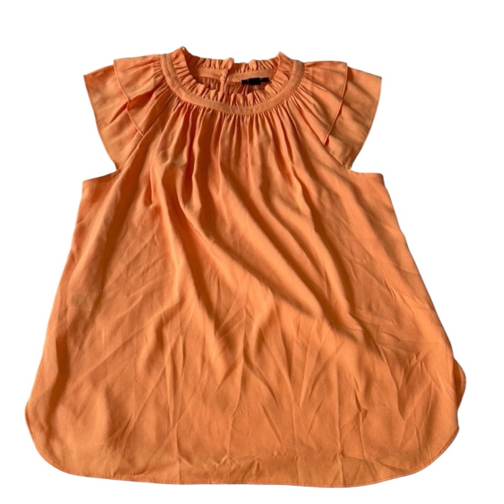 🔥3/$20🔥 Ann Taylor Orange Flutter Sleeveless Blouse Size Medium Petite
